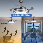 Ventilador Vitta De Techo Retractil C/luz Calida Y Fria 6vel Acero