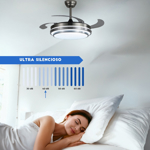 Ventilador Vitta De Techo Retractil C/luz Calida Y Fria 6vel Acero