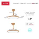 Ventilador de Techo Retractil Ranser ORO CF-307 35W Luz Led Slim Madera