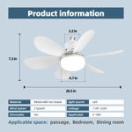 Ventilador de techo RRDEFSD con luz de 52 cm con mando a distancia