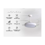 Ventilador De Techo Winco W1342B Con Luz Led 6 Velocidades