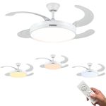 Ventilador De Techo Retractil Midow 1220mm Luz 3 Modos 6 Vel