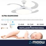 Ventilador De Techo Retractil Midow 1220mm Luz 3 Modos 6 Vel