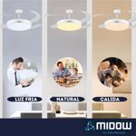 Ventilador De Techo Retractil Midow 1220mm Luz 3 Modos 6 Vel