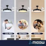 Ventilador De Techo Retractil Midow 1220mm Luz 3 Modos 6 Vel
