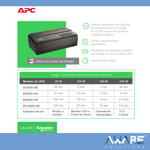 UPS APC Easy BV800I-AR Negro Entrada y Salida