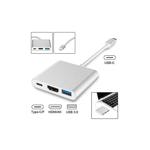 Adaptador 3 Puertos Tipo C Usb 3.1 Hdmi Usb 3.0