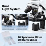 Microscopio compuesto Fitense 40X-2500X con aumento con acceso