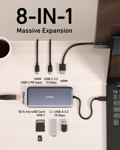 Hub USB-C Anker 555 8 en 1 con suministro de alimentación de 100 W, 4K, 60 Hz