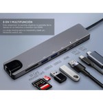 Adaptador USB C Hub Para Mac y Pc 8 en 1 Usb C - HDMI - Usb 3.0 - Red