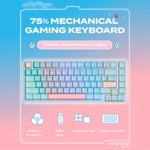Teclado gamer mecánico 75% Celeste RGB Aimzone AZ505