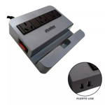 ZAPATILLA ATOMLUX R2200 2 PUERTOS USB 3 TOMACORRIENTES 3 SALIDAS Y 2MTRS DE CABLE