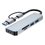 HUB Adaptador Gadnic 5 en 1 USB + Tipo C + SD 