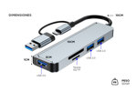 HUB Adaptador Gadnic 5 en 1 USB + Tipo C + SD 