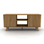 RACK LÍNEA WALL CON PUERTAS RIPIADAS Y PATAS DE PALO