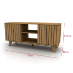 RACK LÍNEA WALL CON PUERTAS RIPIADAS Y PATAS DE PALO