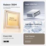 Mini PC MINISFORUM UM870 Slim AMD Ryzen 7 8745H SSD de 32 GB/1 TB