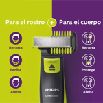 Philips Oneblade Face & Body Recorta, Modela y Afeita Carga USB QP2824-10 Color: Verde lima