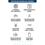 Aspiradora Robot Gadnic Z900 Trapeadora 3 Modos 200m2 App Silenciosa