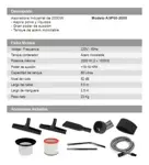 Aspiradora industrial 60 litros 2000W 2 motores Tacho Acero Inoxidable DAIHATSU