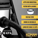 Aspiradora Y Sopladora Industrial Konan 2 Motores 2400W 60Lts de Acero Inox