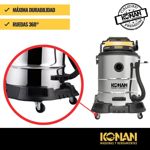 Aspiradora Y Sopladora Industrial Konan 2 Motores 2400W 60Lts de Acero Inox