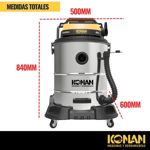 Aspiradora Y Sopladora Industrial Konan 2 Motores 2400W 60Lts de Acero Inox