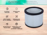 Filtro HEPA Lavable Gadnic Repuesto Original Para Aspiradoras ASP00048 y ASP00051