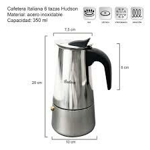 Cafetera Italiana 6 Tazas Hudson Acero Inox Induccion