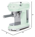 Cafetera Espresso Smeg Retro Verde Pastel De Acero Inoxidabl
