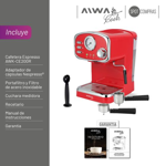 Cafetera Expresso con Espumador Aiwa AWK-CE200R 1.25Lts Roja