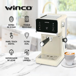 Cafetera Express Winco W1927 Con Espumador De Leche Digital Touch 20 BAR - Beige