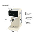 Cafetera Express Winco W1927 Con Espumador De Leche Digital Touch 20 BAR - Beige