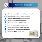 Caja Fuerte de Seguridad Digital Alta Resistencia Waggs Negro/Dorado