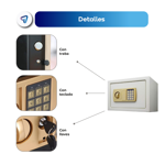 Caja Fuerte de Seguridad Digital Alta Resistencia Waggs Negro/Dorado