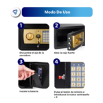 Caja Fuerte de Seguridad Digital Alta Resistencia Waggs Negro/Dorado