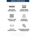 Contadora De Billetes Gadnic MC-01 Profesional 1000 Bill/Min Homologada Detecta Falsos