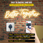 Letrero De Neón Vevor Better Together Con Luz Led Cálida Y C