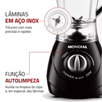Licuadora Power 550w 1,5 Litros Negro Mondial 220v Negro/Plata L-28