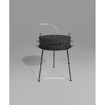 PARRILLA KANKAY - NEGRA 55 CM DIAMETRO HIERRO 28MM 3 PATAS DESMONTABLES