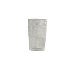Set Botella + 4 Vasos de Vidrio con Relieve Agua Jugos