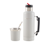 Termo Electrico De 1 Litro Kanji Gris c/Bombilla Dos en Uno