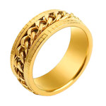Anillo Titanio Giratorio Gadnic Anti Estrés Ansiedad Dorado - Talle L