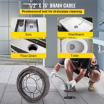 Cable De Limpieza Para Drenajes Vevor De 75 Pies Y 1/2 Pulga