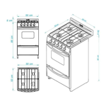 Cocina Escorial Palace Cristal 4 Hornallas Gas Envasado 51Cm Negra PAL51NL Con visor