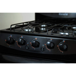 Cocina Escorial Palace Cristal 4 Hornallas Gas Envasado 51Cm Negra PAL51NL Con visor