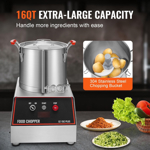Vevor Procesador De Alimentos 16qt 1400w Acero Inoxidable
