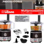 Multiprocesadora Liliana Fullpross 1000w 9 En 1 Am790 