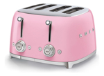 Tostadora Smeg Rosa Retro De 4 Rebanadas Con Ranuras Extra A