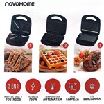 Sandwichera Waflera Parrilla 3 en 1 Novohome SM1200 760W 